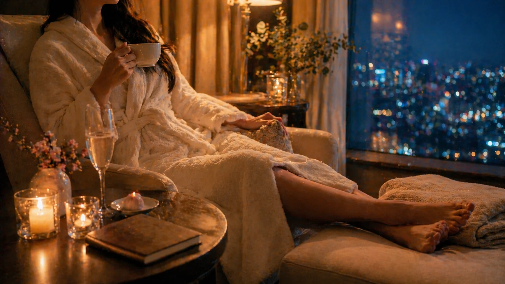 夜景を望むスイートでくつろぐ120分プレミアムコース